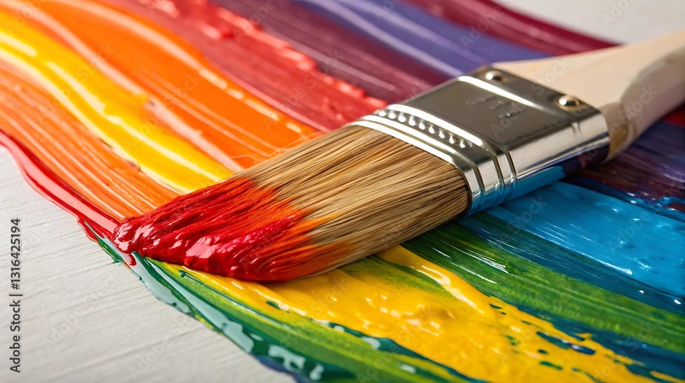 Fototapeta premium Paintbrush with Colorful Paint Strokes