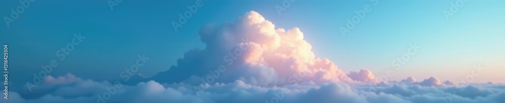 Softly glowing cloud floats across a deep blue sky, peaceful, cloud, heavens Softly glowing cloud floats across a deep blue sky, peaceful, cloud, heavens