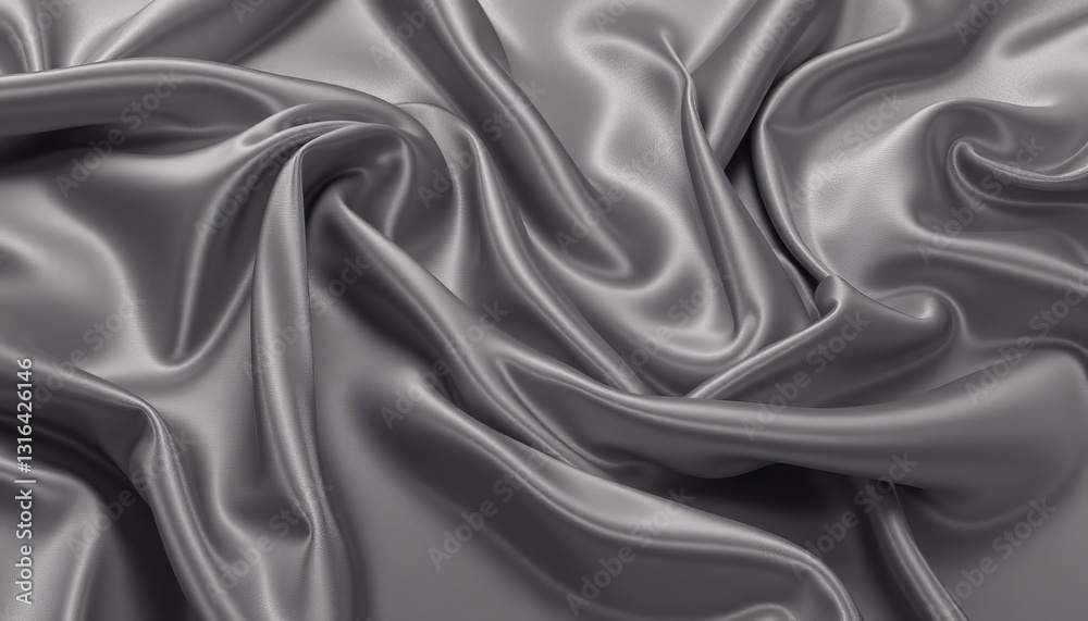 Fototapeta premium Smooth Silver Silk Drapery with Soft Folds
