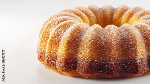 Wallpaper Mural A moist, golden bundt cake, adorned with a generous sprinkle of granulated sugar, sits majestically against a stark white backdrop, its glistening glaze hinting at the sweetness to come. Torontodigital.ca
