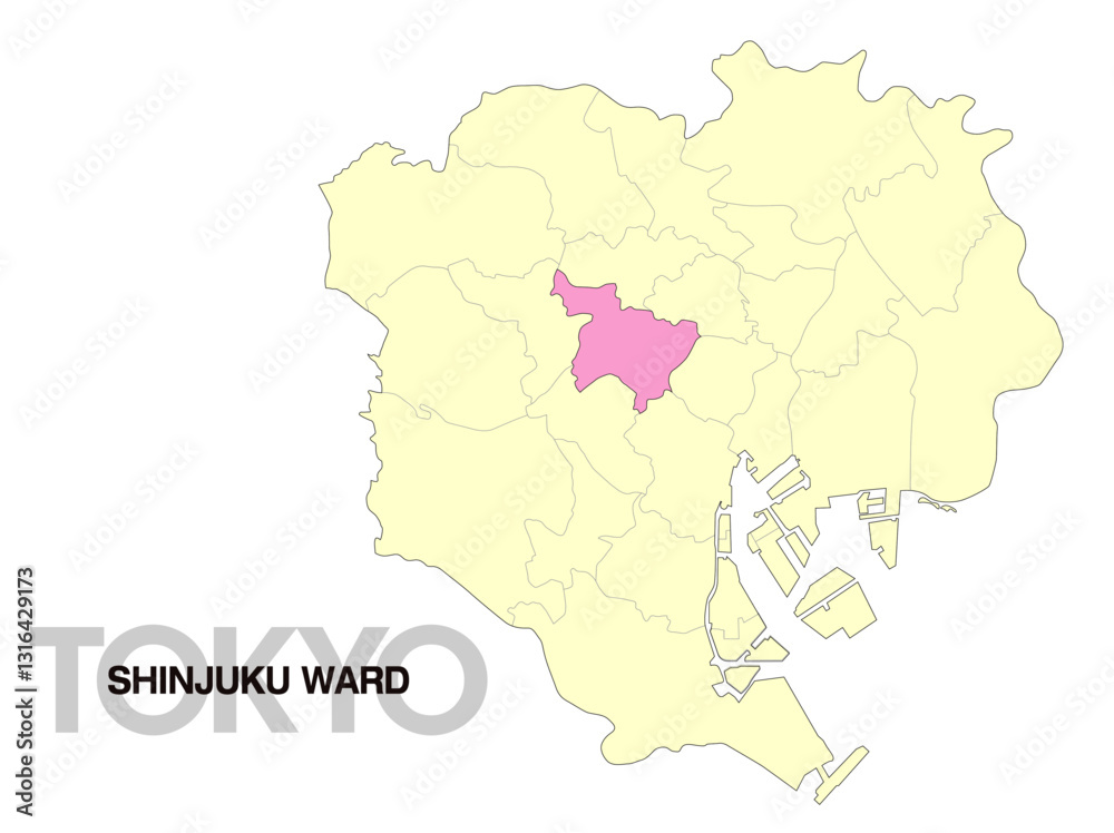 Obraz premium 東京都新宿区の位置地図_02