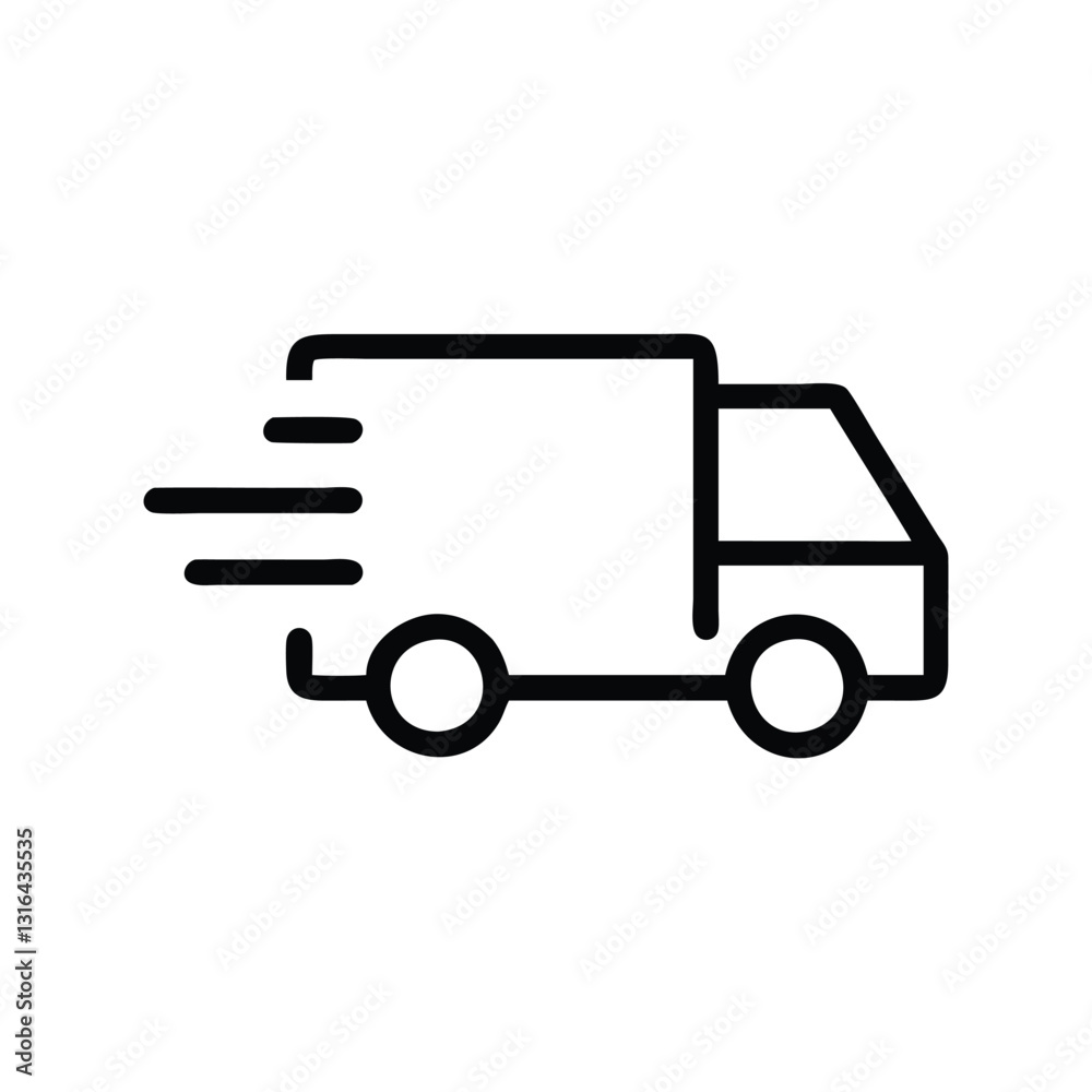 Speedy courier van with motion streaks. Outline-style fast delivery truck vector for logistics, express shipment, transport or shipping service. Clean, minimal, isolated on white.
Speedy courier van with motion streaks. Outline-style fast delivery truck vector for logistics, express shipment, transport or shipping service. Clean, minimal, isolated on white.