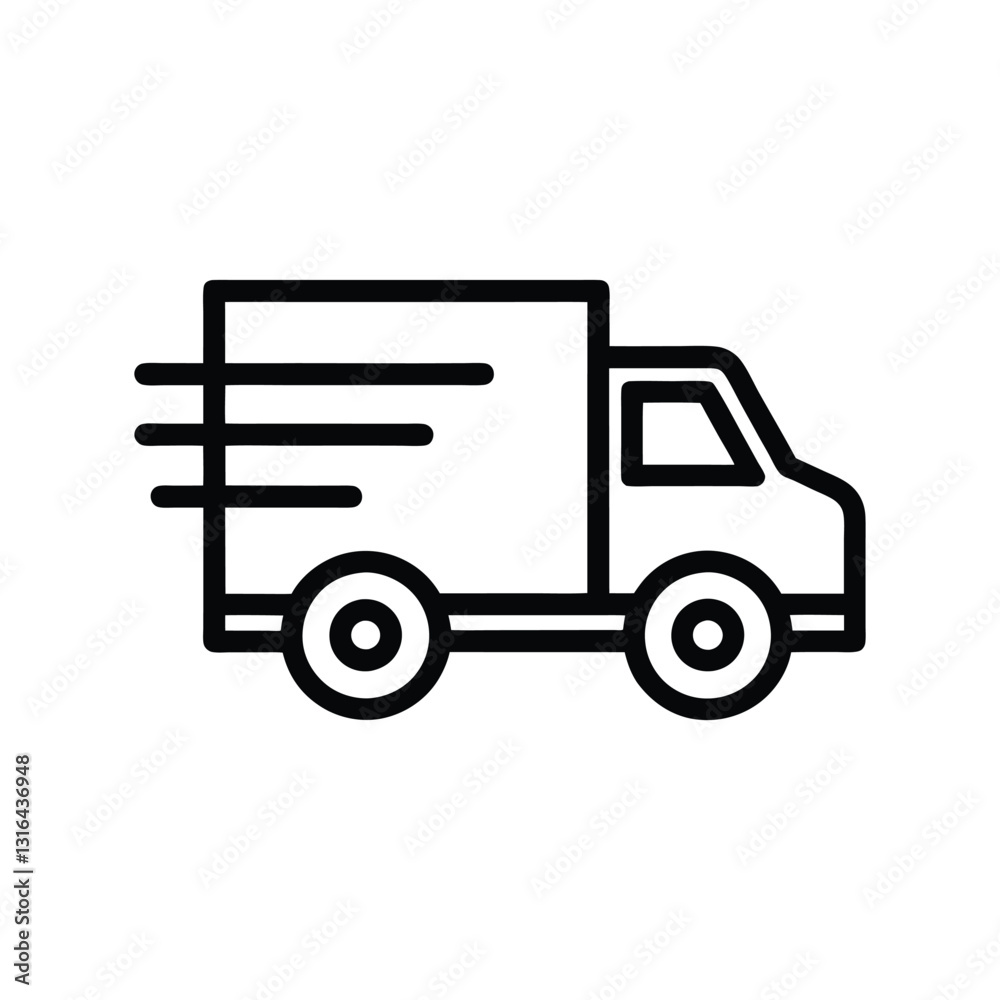 Minimalist outline vector of a fast delivery truck with motion lines. Courier cargo van icon used in shipping, logistics, and transportation services. Isolated on a white background.
Minimalist outline vector of a fast delivery truck with motion lines. Courier cargo van icon used in shipping, logistics, and transportation services. Isolated on a white background.