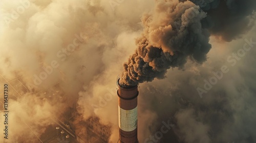 A shot of an industrial chimney emitting thick smoke into the atmosphere.