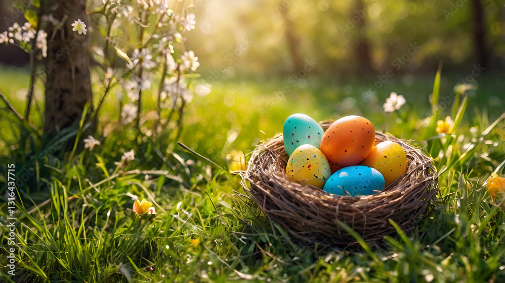 Obraz premium easter eggs in the grass