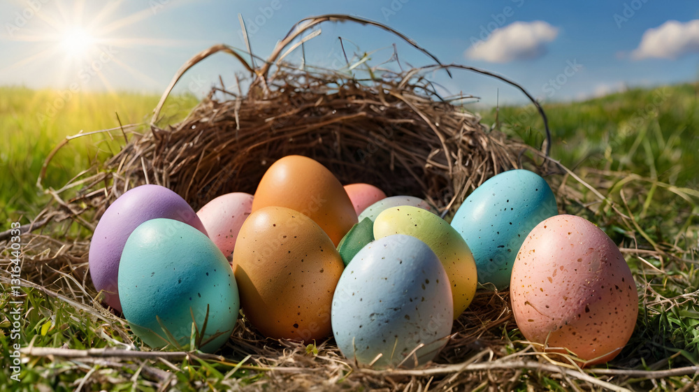 Fototapeta premium easter eggs in the grass