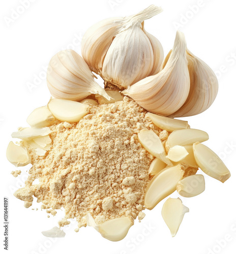 Garlic Powder and Fresh Garlic Bulbs