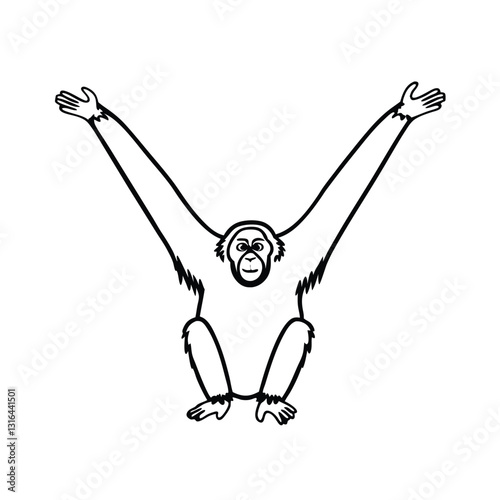 A vector silhouette image of a orangutan (37).eps