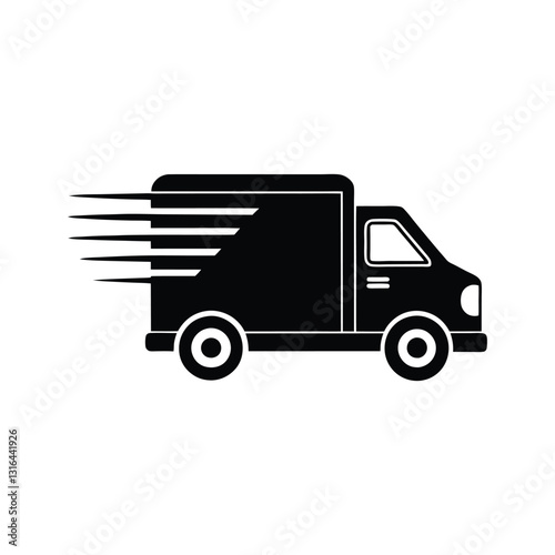 Freight truck silhouette vector logo icon, cargo delivery symbol, shipping transport emblem, logistics service design, trucking company branding illustration.
