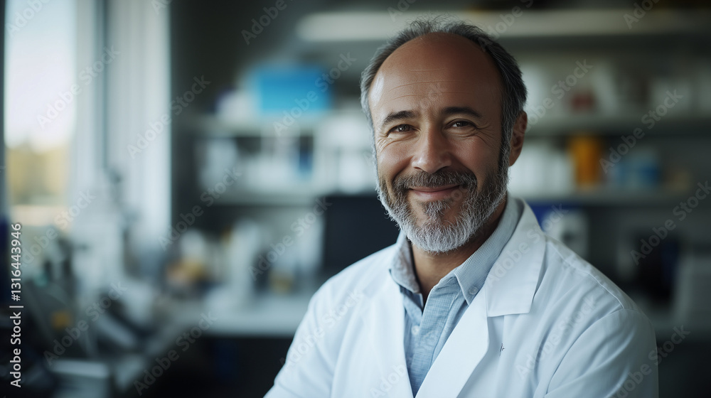 Obraz premium Smiling veterinarian exudes compassion and care in a professional portrait.