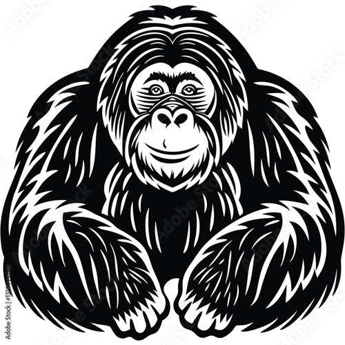 Wallpaper Mural A vector silhouette image of a orangutan (6).eps Torontodigital.ca