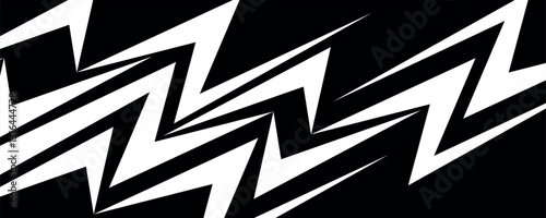 Abstract black and white background with spikes and zigzag line pattern