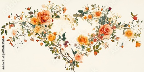 Wallpaper Mural A heart shaped arrangement of roses and greenery blooms Torontodigital.ca