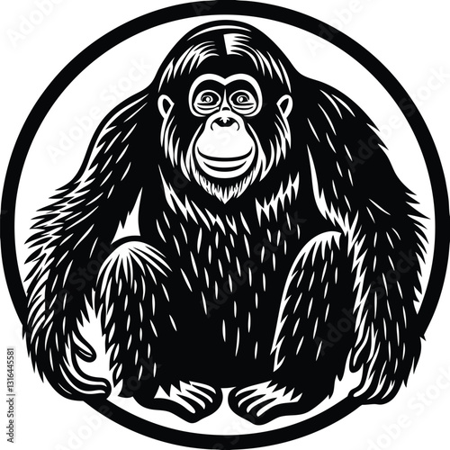 A vector silhouette image of a orangutan (9).eps