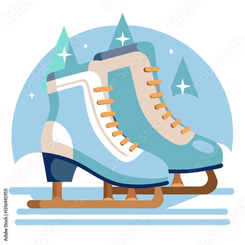 Modern ice skates with sparkling effects showcasing winter sports and recreation.