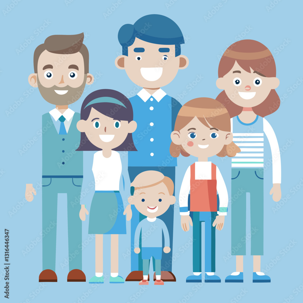 Diverse group of people standing together in a vibrant illustration Diverse group of people standing together in a vibrant illustration