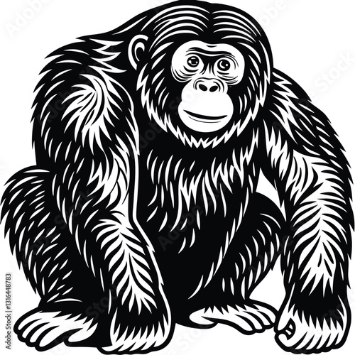 A vector silhouette image of a orangutan (21).eps