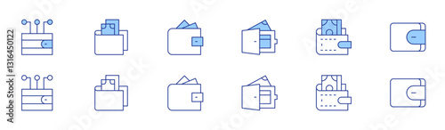 Wallet icon set in two styles, Duotone and Thin Line style. Editable stroke. digital wallet, wallet