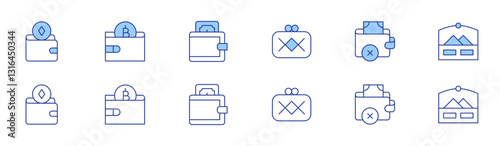 Wallet icon set in two styles, Duotone and Thin Line style. Editable stroke. purse, payment, wallet, bitcoin wallet