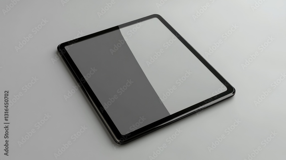 Modern tablet, angled view, display