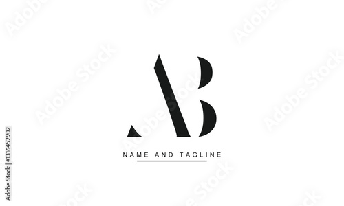 AB, BA Abstract Letters Logo Monogram