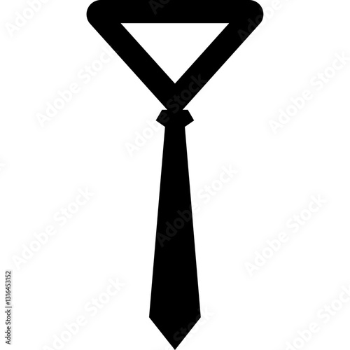 A Classic Black Necktie, A Symbol Of Timeless Elegance And Professional Style, Sharply Rendered In Minimalist Black Silhouette Against A Clean White Background