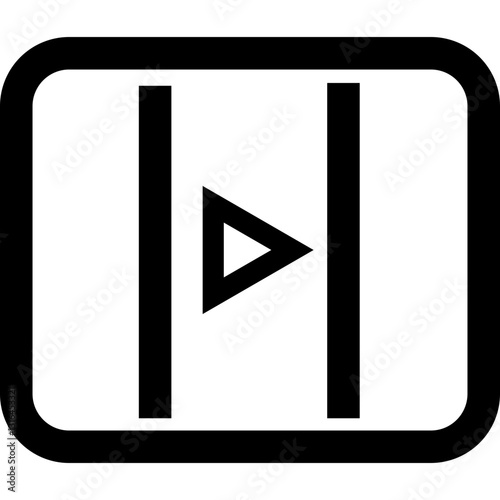 A Simple Yet Striking Play Button Icon Design, Conveying Instant Action And Clear Digital Engagement With Bold Black Lines Against A Crisp White Background