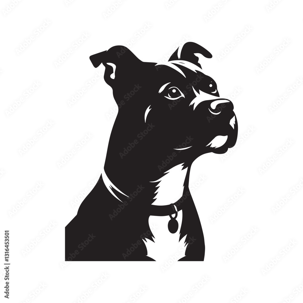 Obraz premium American Staffordshire Terrier Vector Silhouette: High-Quality Digital Art, Dog Illustration, Pet Logo, Graphic Design.