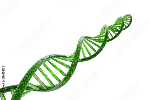 Green Bio DNA – A vivid green DNA helix with an organic texture, symbolizing genetic engineering, sustainable biotech, and nature’s code, isolated on a transparent background