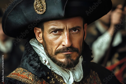 Francisco Pizarro confronts Inca Atahualpa in gripping historical moment photo