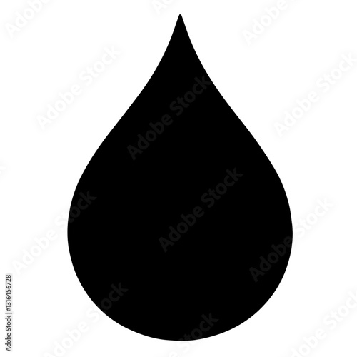 Black and white vector silhouette of drop on white background