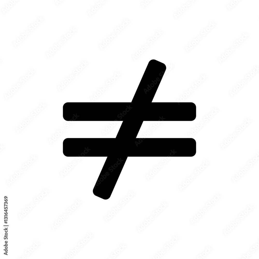Obraz premium Not equal sign icon on white background.
