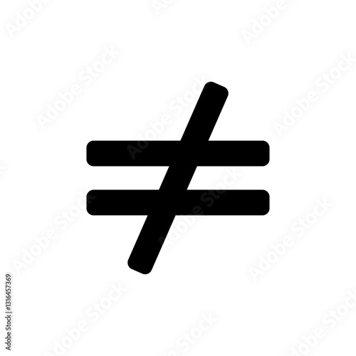 Not equal sign icon on white background.