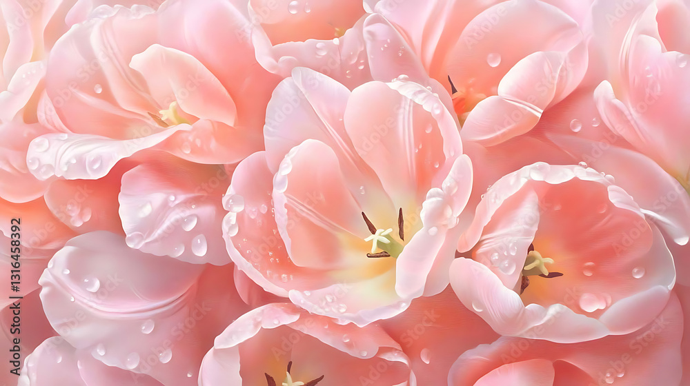 Obraz premium Blush Pink Tulips Petals in Full Bloom