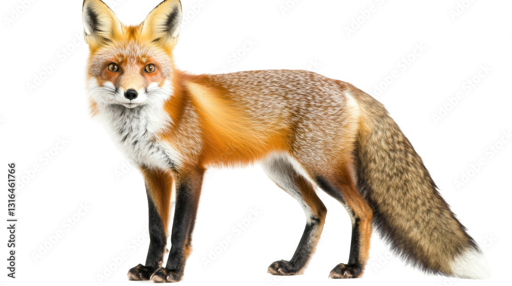 Fototapeta premium Red Fox Standing on Black Background
