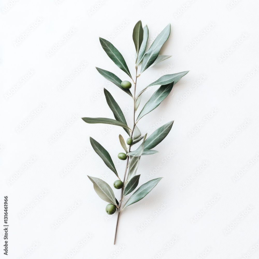 Fresh olive branch with leaves and olives