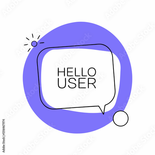 Generative ai. a white background with a purple circle in the center containing a speech bubble with the words 