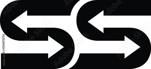 letter s two arrow recycle or exchange logo with vector file.
