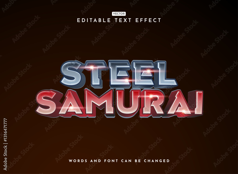 modern tech shiny steel samurai kid game logo text effect