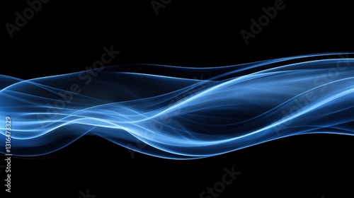 Flowing blue waves abstract art digital background dark environment smooth viewpoint fluid concept