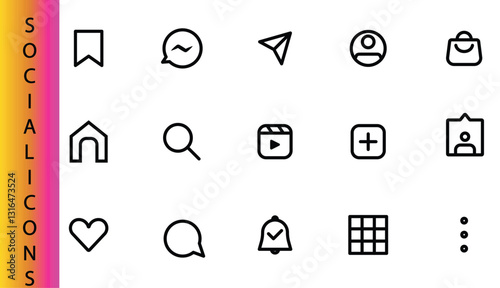 Share, save, like, comment and other social media icon set
