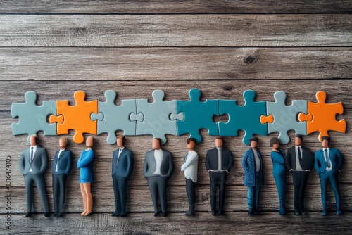 Business People and Jigsaw Puzzle Pieces