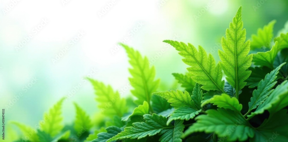 Lush fern, delicate fronds, clean white space, houseplant, green Lush fern, delicate fronds, clean white space, houseplant, green