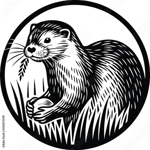 A Vector Silhouette Image Of A-eating Plain Ferret (39).eps