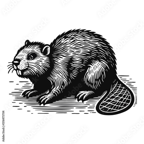  beaver engraved logo icon design