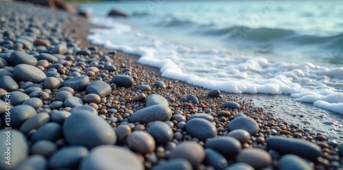 Smooth, grey-toned pebbles, Lake Superior beach texture, landscape, Huron