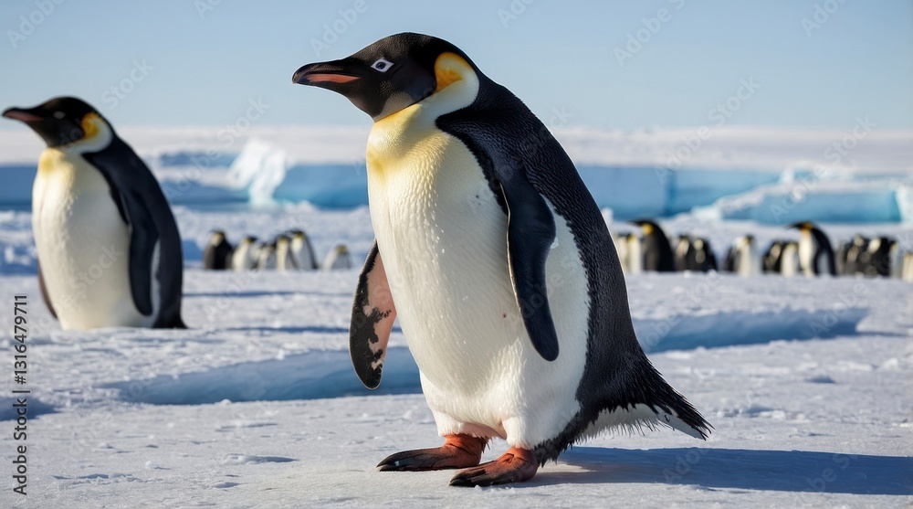 Fototapeta premium Majestic Emperor Penguin in Antarctica Winter Landscape