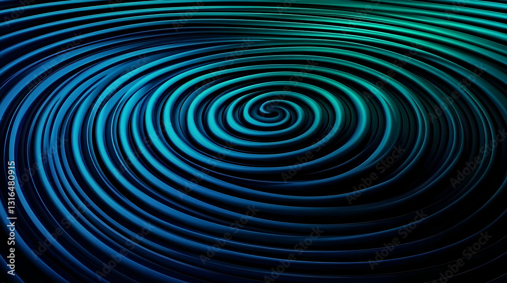 Abstract 3D Rendering of a Deep Blue Spiral Background with Teal Accents, Creating a Hypnotic and Smooth Texture. Abstract 3D Rendering of a Deep Blue Spiral Background with Teal Accents, Creating a Hypnotic and Smooth Texture.