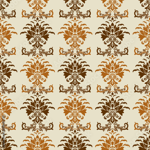 Classic Damask Seamless Pattern abstract background with vintage elements
