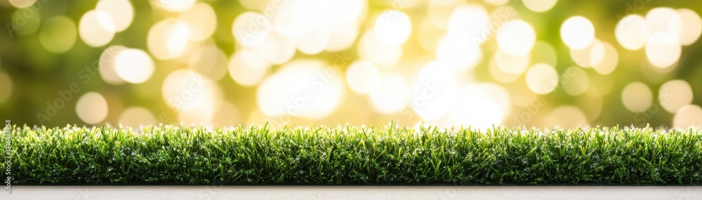 Fototapeta premium A vibrant image featuring lush green grass with a soft, glowing background, creating a serene and refreshing atmosphere.